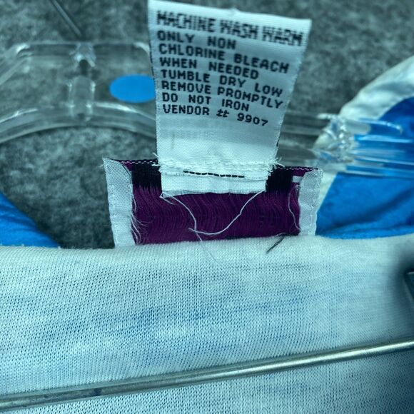 Vintage 80s 90s Track Suit Women 1X Blue Pink Nylon Parachute Jacket Pants Set - Picture 4 of 12